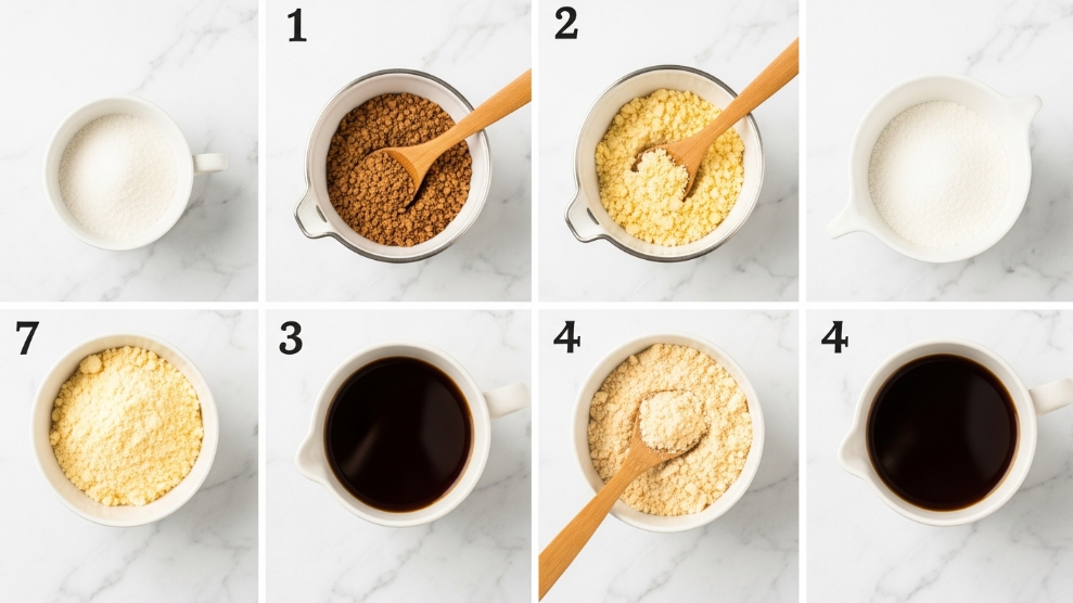 Bulletproof Coffee recipe steps showing coffee brewed butter added MCT oil poured and blended frothy result
