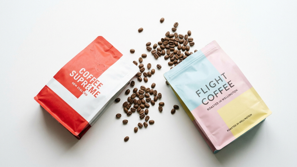 Coffee Supreme and Flight Coffee New Zealand specialty roaster bags side by side showing Wellington roaster packaging