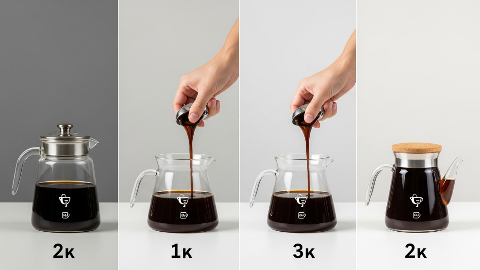 Chart showing coffee to water ratios for seven different brew methods from espresso to cold brew.