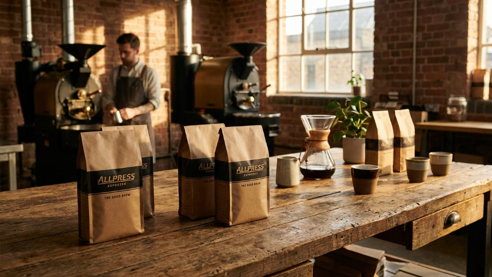Allpress Espresso bags from their Shoreditch London roastery showing New Zealand heritage and espresso focus