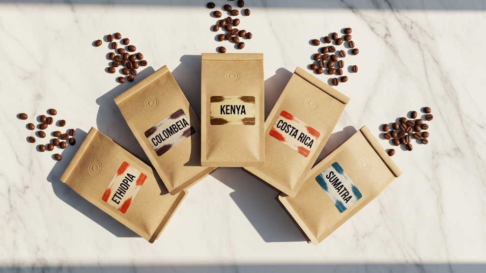 Volcanica Coffee review 2026 showing multiple single-origin specialty coffee bags from Ethiopia Colombia Kenya Costa Rica and Sumatra